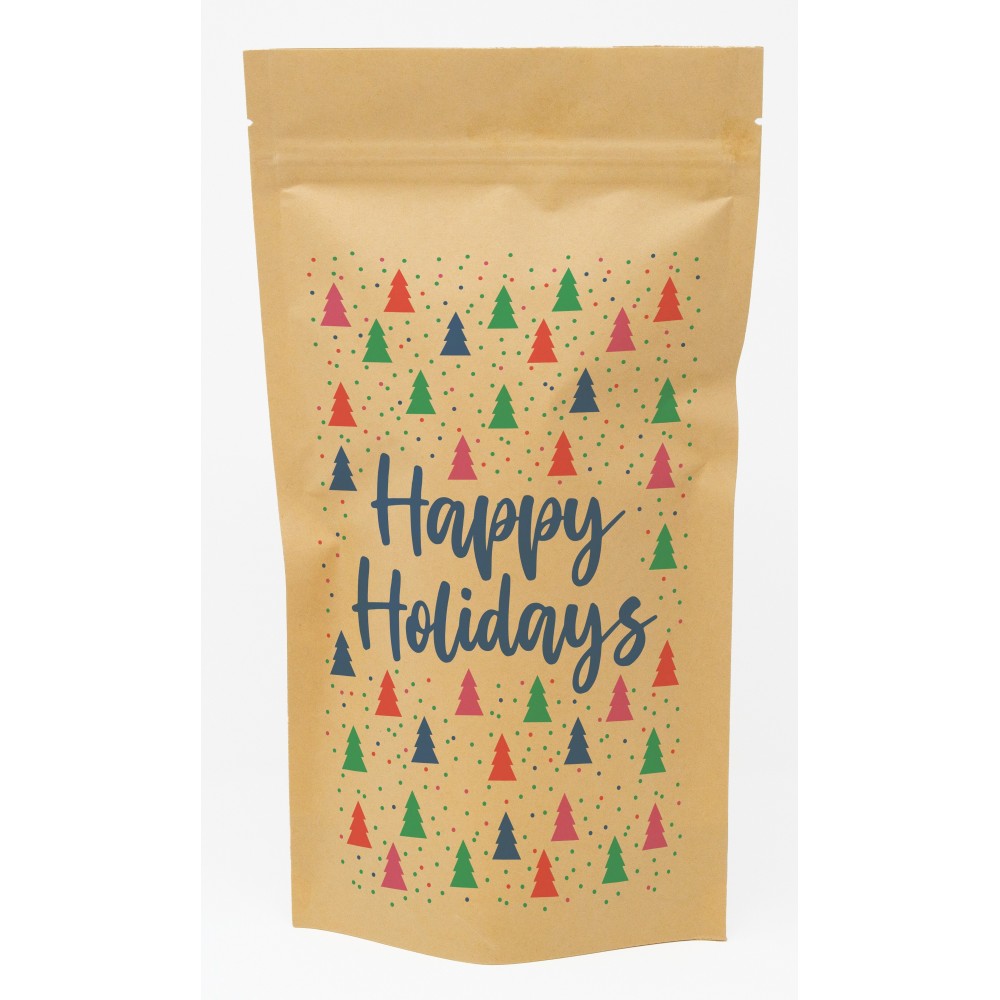 Bold Christmas Trees Predesigned Stand Up Kraft Barrier Pouch 6" W x 11" H x 3" D with Logo