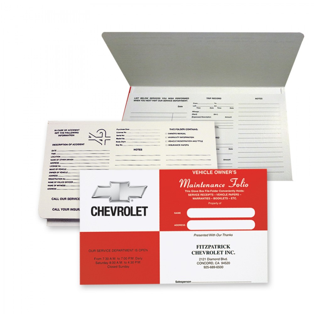 Red Square Design Auto Documents Glove Box Folder (9-7/8" x 6") with Logo