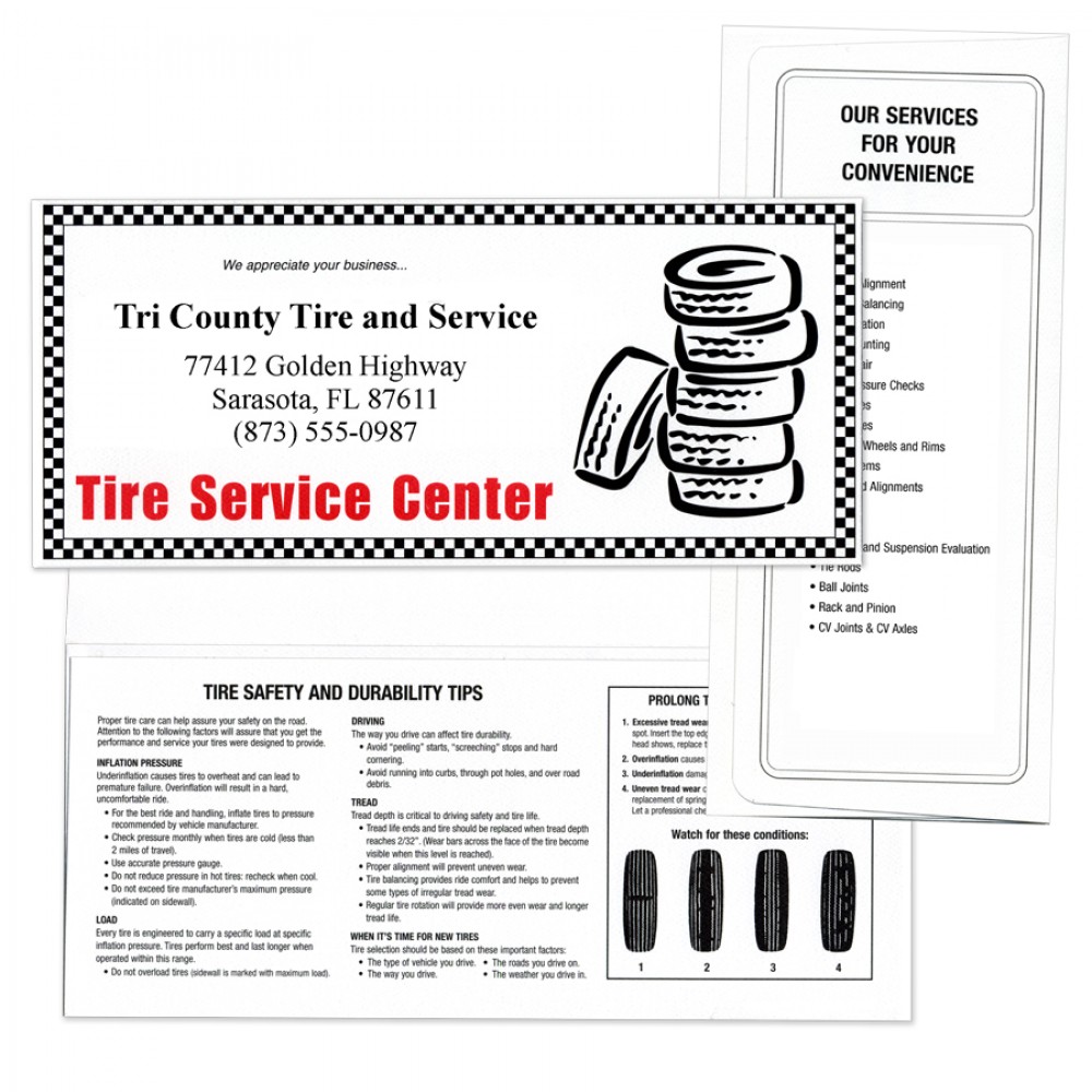 Tire Center Document Wallet Folder (10 1/4"x4 1/2") with Logo