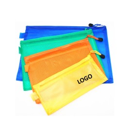 Office Use Plastic Double-Layer Zipper File Bag with Logo