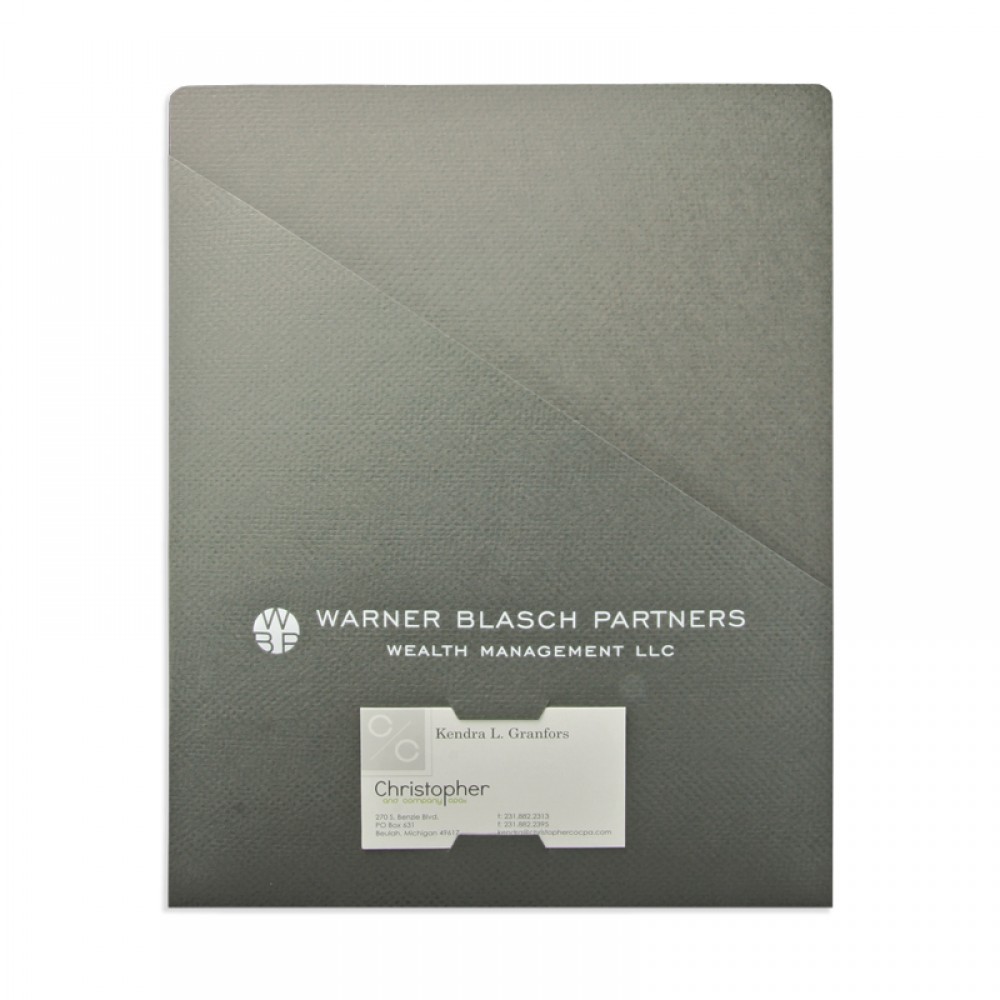 Mid Size Pocket Page Folder with Angle Pocket (6" x 9") Printed Full Color 4/0 with Logo