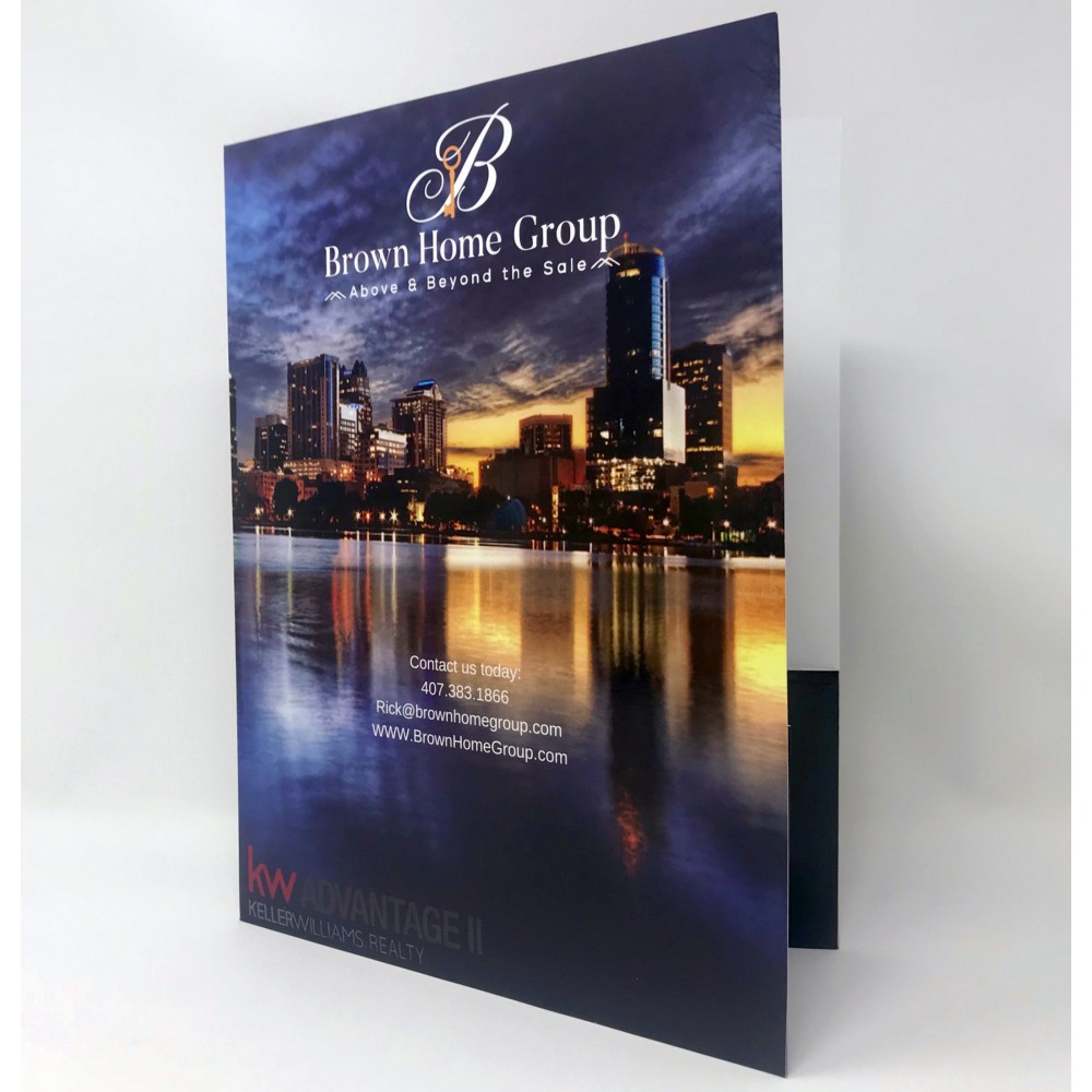 Full Color Folder *Includes 4" Glued B-Card Slots (Includes High Gloss Finish) with Logo
