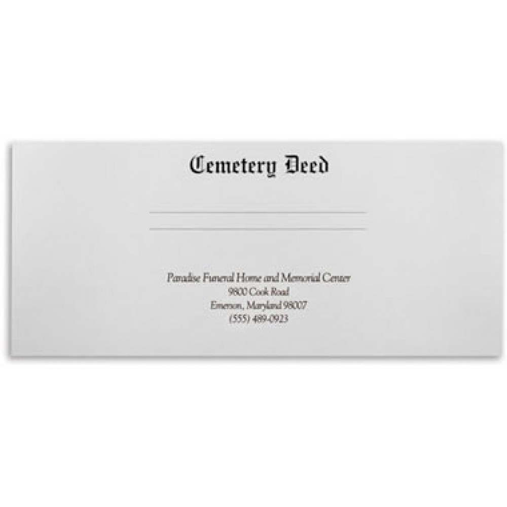 Personalized Cemetery Standard Design Document Wallet Style Folder (10-1/4" x 4-1/2")