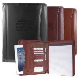 Custom Black Atlantis Zippered Leather Portfolio