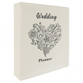 Customized White/Black Leatherette 3 Ring Binder with 2" Slant D Rings
