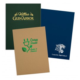 Promotional Navy Blue Linen Foil Stamped Pocket Folder - Quick Ship