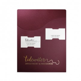 Large Pocket Page Folder with Wavy Pocket (9"x11 1/2") Printed Full Color 4/0 with Logo