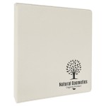 Logo Branded White Leatherette 3 Ring Binder with 1" Slant DRings
