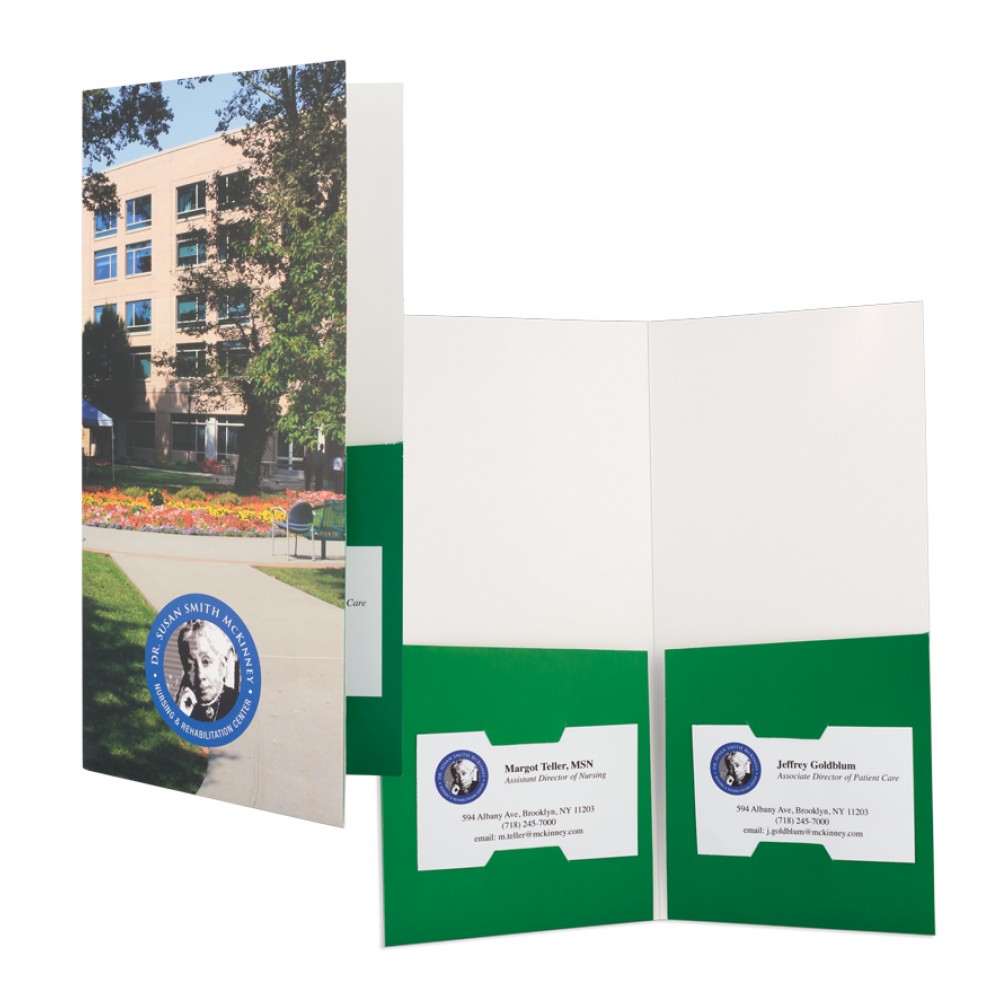 Small Presentation Folder with 2 Angled Pockets (4-1/2" x 9-1/2") Printed Full Color 4/0 with Logo