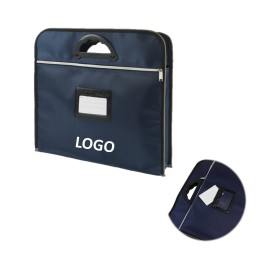 Customized Portable Canvas Zipper File Bag With Card Holder