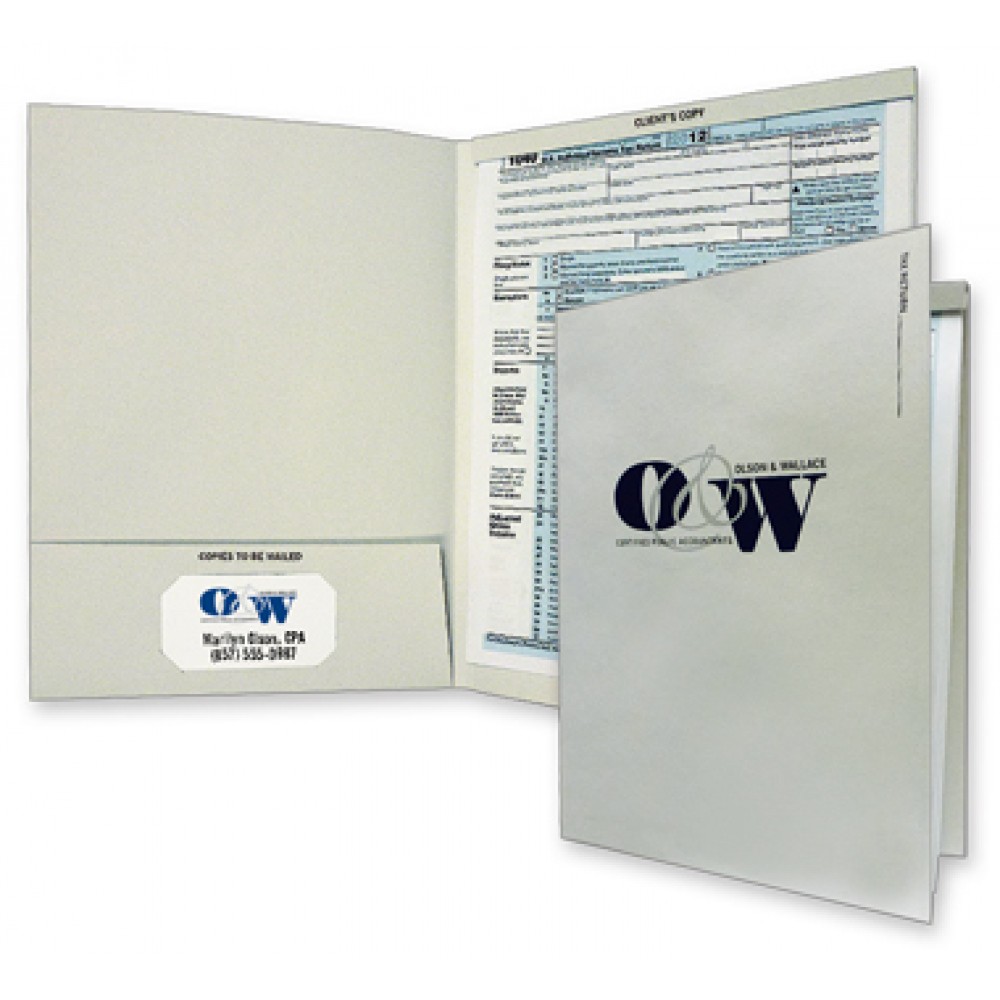 Personalized Tax Folder with Fold Down Tab PMS Printed (8-3/4" x 11-3/4)
