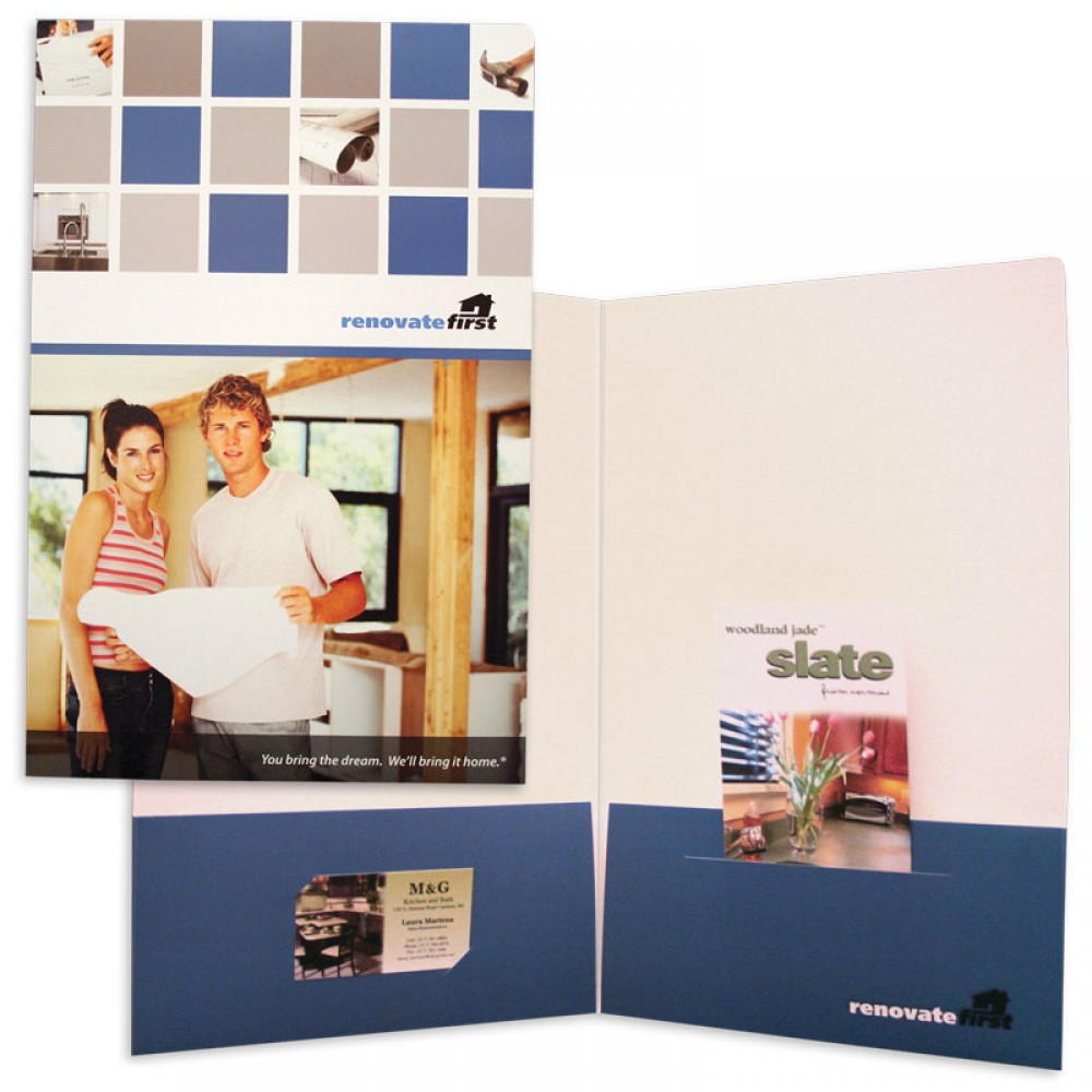 Full Color Print Round Corner Legal Size Folder w/Two 4-1/2" Pockets (9-1/2" x 14-1/2") with Logo