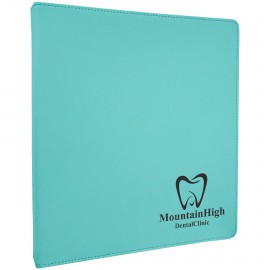 Teal Leatherette 3 Ring Binder with 1" Slant D Rings with Logo