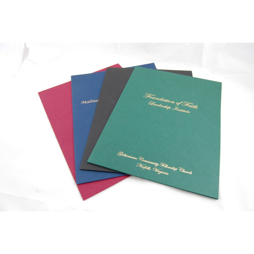 9" x 14.5" - Linen Presentation Folders - Hot Stamped - USA-Made Branded