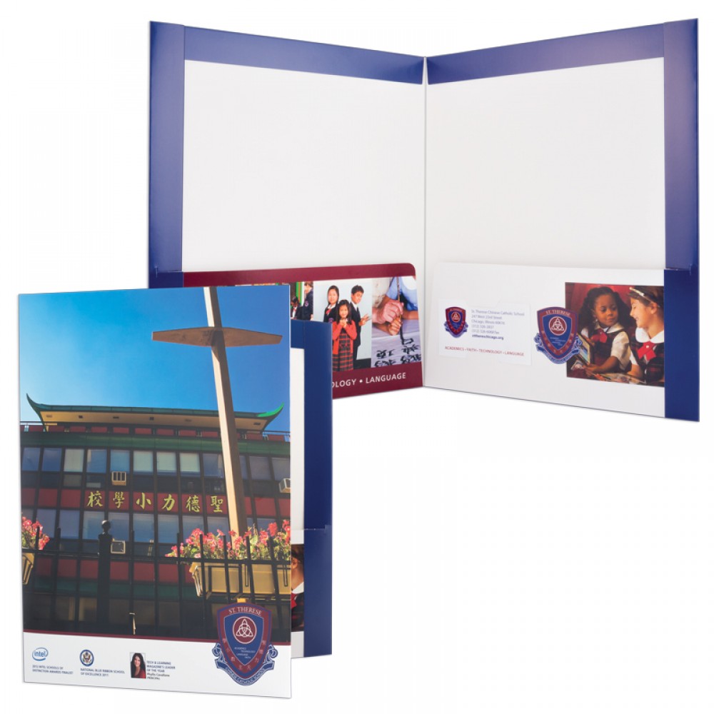 Presentation Folder with Reinforced Edges Top & Sides with Two Pockets 4/0 (9-1/2" x 11-3/4") with Logo