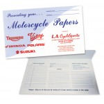 Motorcycle Papers Standard Document Folder with Blue Wave Design (9 7/8"x6") Custom Imprinted