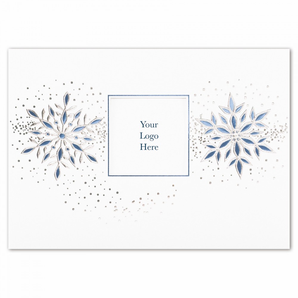 Personalized Snow Splendor Greetings Holiday Card w/ Silver Lined White Envelope Personalized Snow Splendor Greetings Holiday Card w/ Silver Lined White Envelope