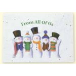 5 Snowmen Floral Seed Paper Holiday Card w/Stock or Custom Message with Logo
