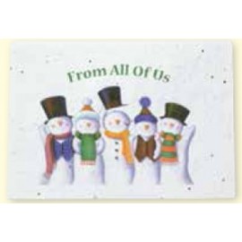 5 Snowmen Floral Seed Paper Holiday Card w/Stock or Custom Message with Logo  5 Snowmen Floral Seed Paper Holiday Card w/Stock or Custom Message with Logo
