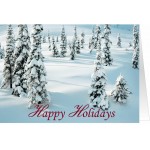 Logo Branded Snow Covered Pines Holiday Greeting Card