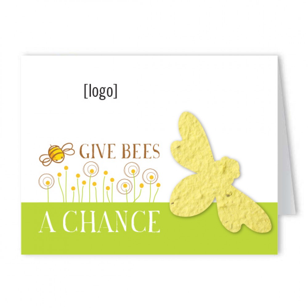 Logo Branded Save The Bees Seed Paper Greeting Card - Design C