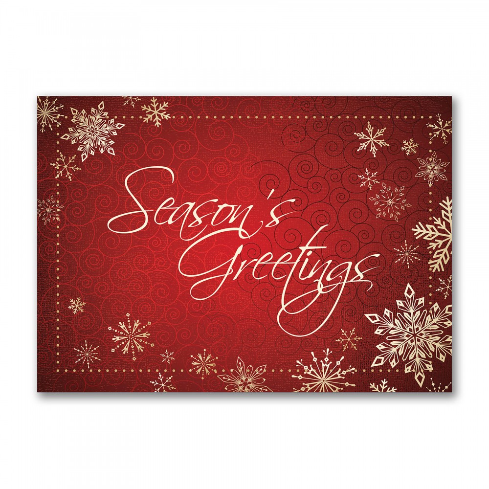 Season's Greetings Snowflakes Economy Holiday Card Logo Printed Season's Greetings Snowflakes Economy Holiday Card Logo Printed