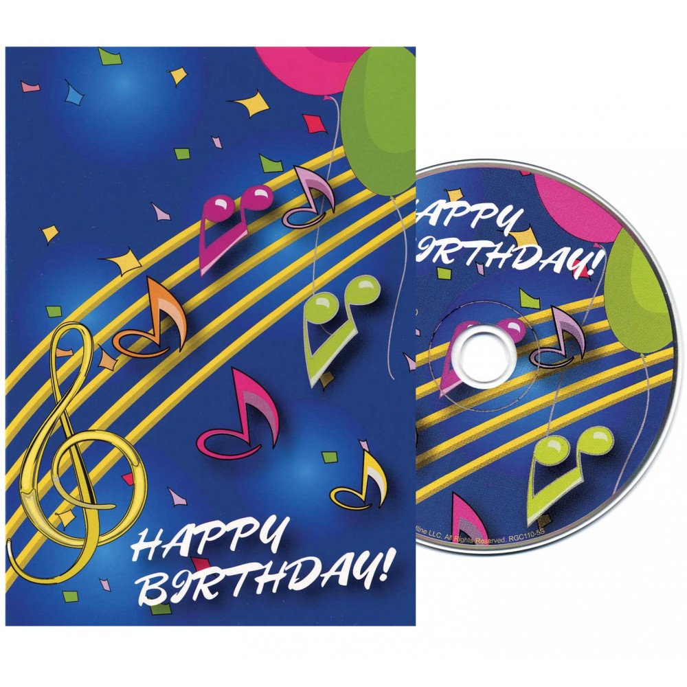 Promotional Music Notes Birthday Greeting Card with Matching CD