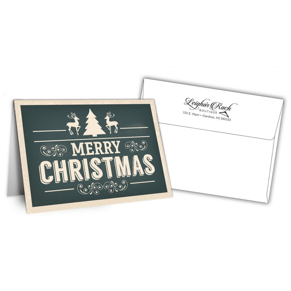 Personalized 5" x 7" Holiday Greeting Cards w/ Imprinted Envelopes - Merry Christmas Personalized 5" x 7" Holiday Greeting Cards w/ Imprinted Envelopes - Merry Christmas