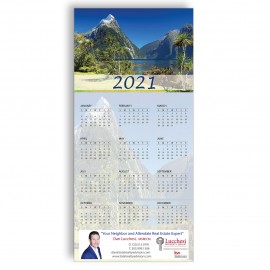 Z-Fold Personalized Greeting Calendar - Tropical Mountains with Logo  Z-Fold Personalized Greeting Calendar - Tropical Mountains with Logo