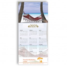 Promotional Z-Fold Personalized Greeting Calendar - Beach Hammock