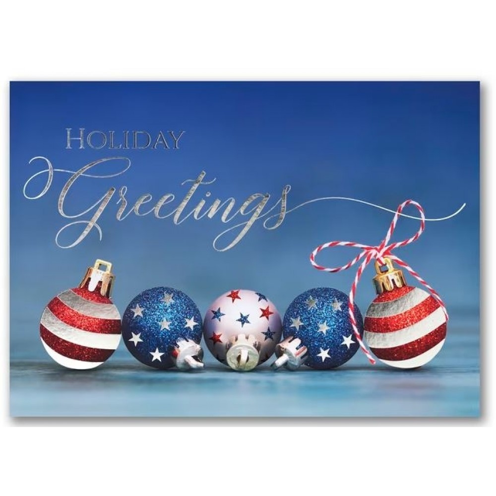 Customized Stars & Stripes Greetings Holiday Card