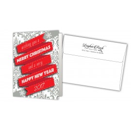 Logo Branded 5" x 7" Holiday Greeting Cards w/ Imprinted Envelopes - Merry Christmas