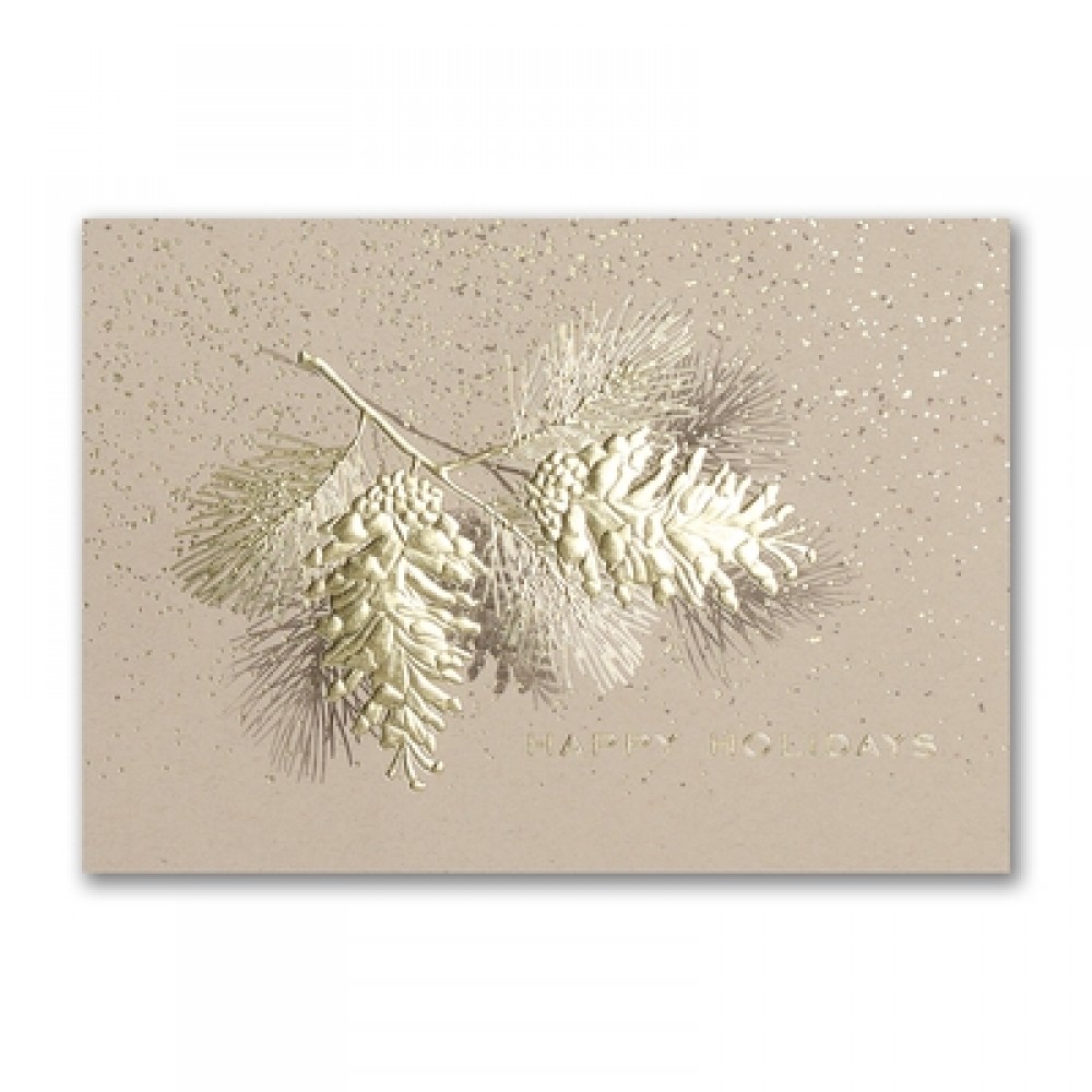 Rustic Pine Elegance Holiday Card Logo Printed Rustic Pine Elegance Holiday Card Logo Printed