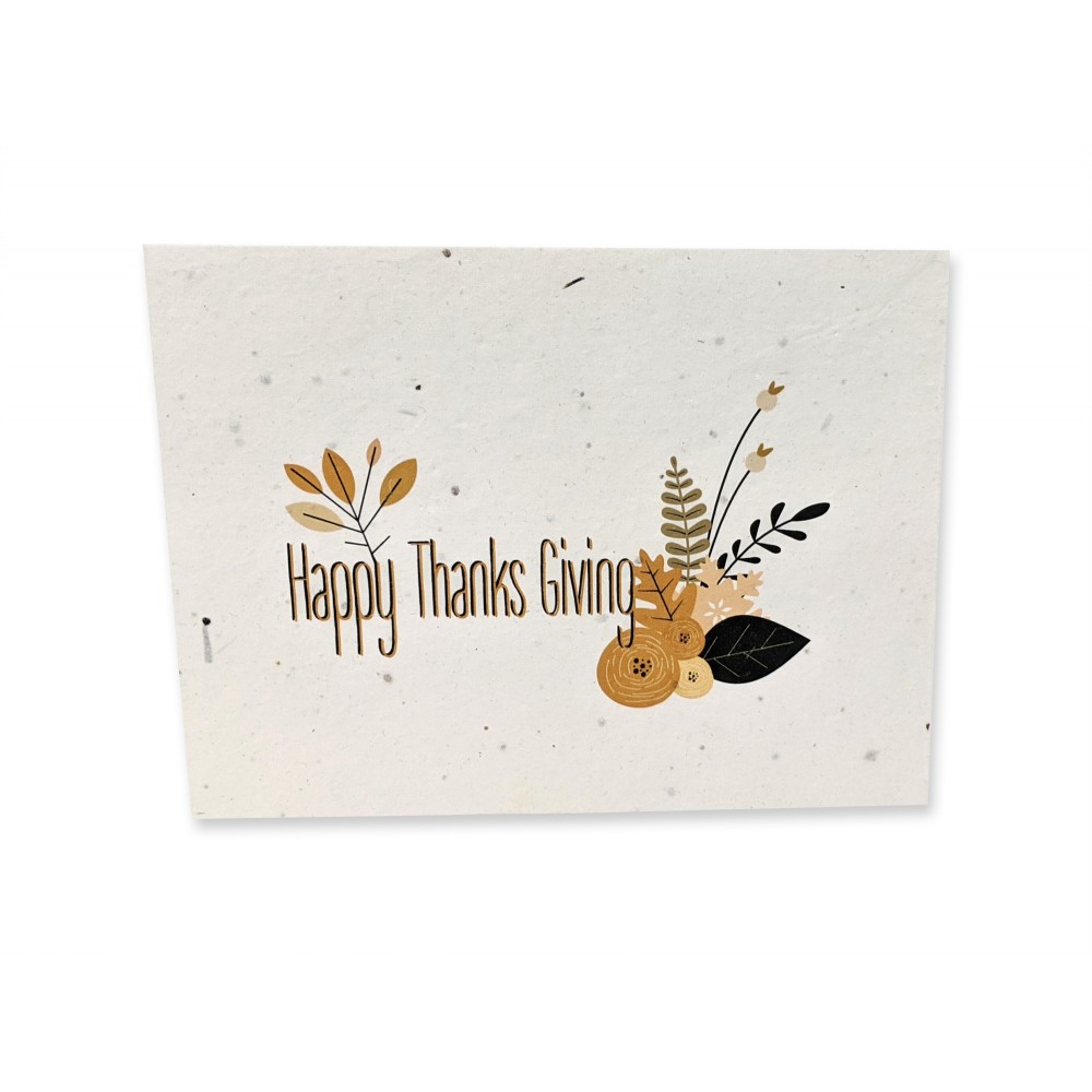 Logo Branded Plantable Seed Card w/Happy Thanksgiving