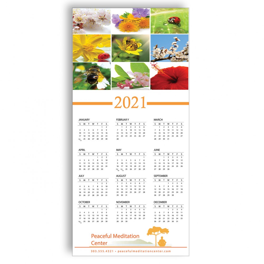 Logo Branded Z-Fold Personalized Greeting Calendar - Spring Collage