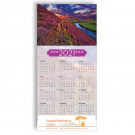 Logo Branded Z-Fold Personalized Greeting Calendar - Purple Mountainside