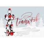 Logo Branded Penguins at Work Holiday Card