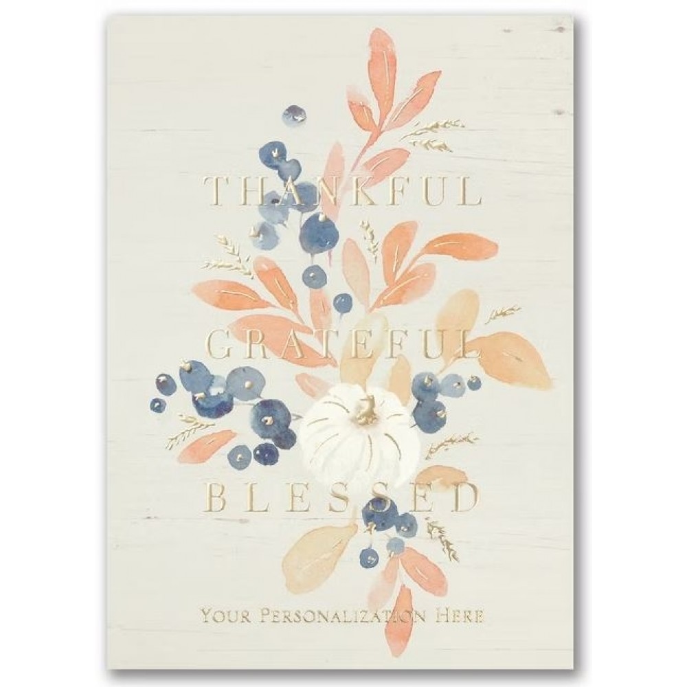 Rustic Blessings Thanksgiving Folder Card with Logo