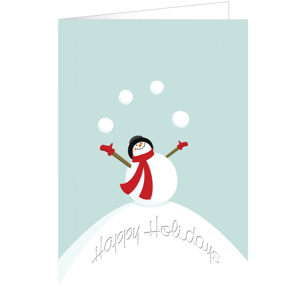 Personalized Juggler Snowman Holiday Greeting Card
