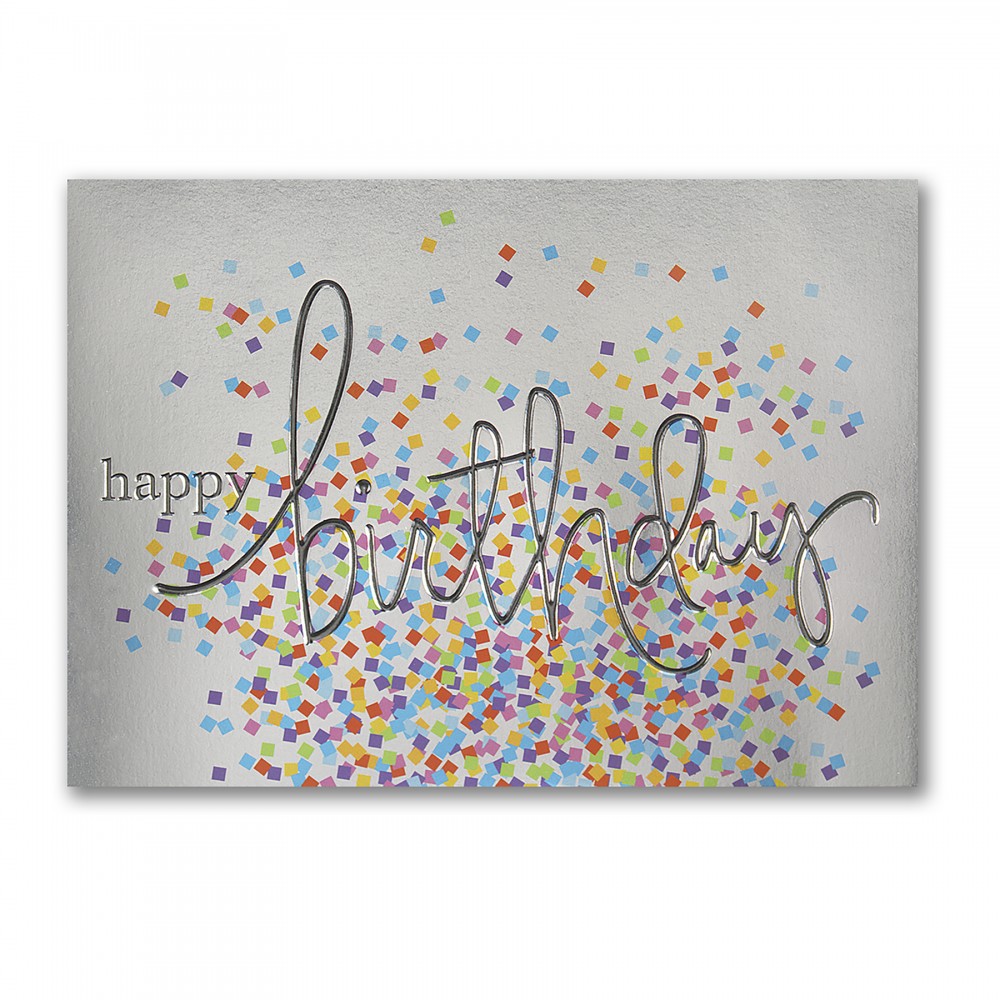 Confetti On Sliver Birthday Card Custom Imprinted Confetti On Sliver Birthday Card Custom Imprinted