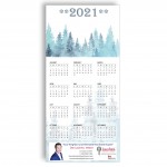 Z-Fold Personalized Greeting Calendar - Winter Trees with Logo