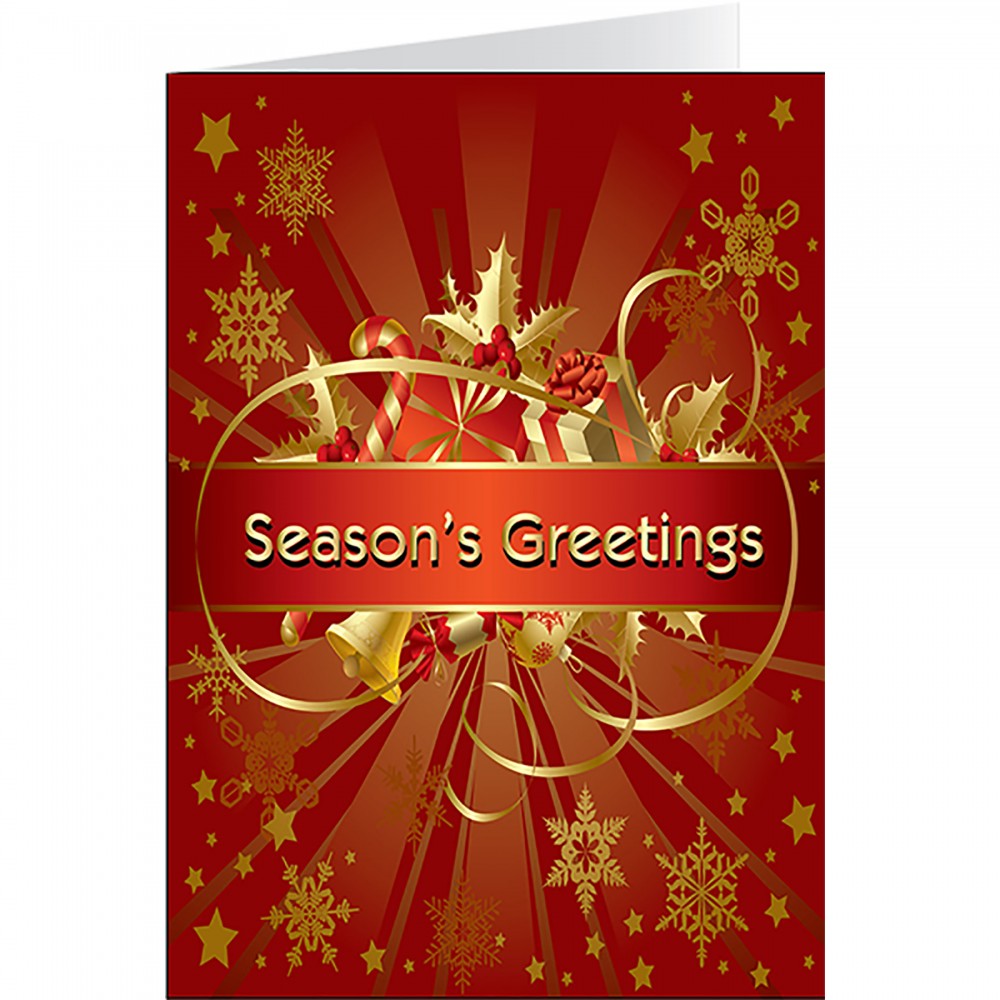 Season's Greetings Red & Gold Greeting Card with Logo