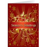 Season's Greetings Red & Gold Greeting Card with Logo