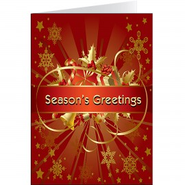 Season's Greetings Red & Gold Greeting Card with Logo  Season
