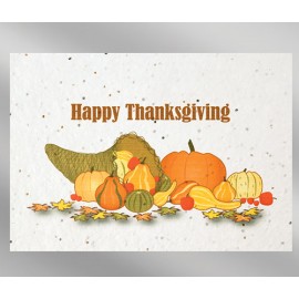 Personalized Thanksgiving Floral Seed Paper Holiday Card w/o Inside Message