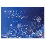 Customized Blue Swirl Holiday Card