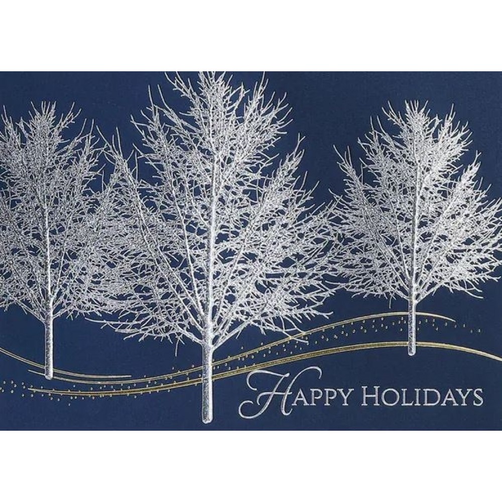 Glistening Trees Holiday Card with Logo