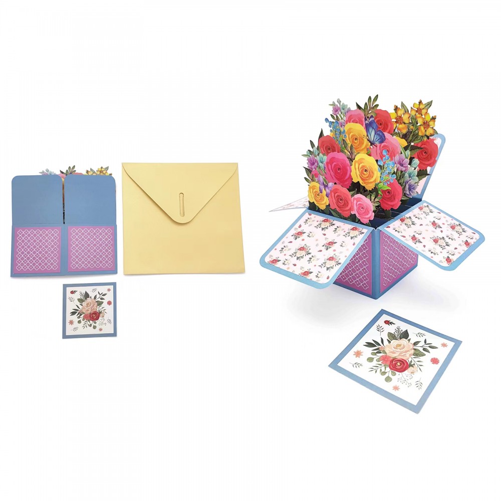 Unique Handmade 3D Floral Box Greeting Card with Logo