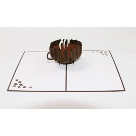 3D Pop Up with Coffee Cup Paper Greeting Card with Logo