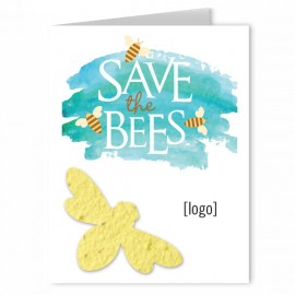 Save The Bees Seed Paper Greeting Card - Design A with Logo
